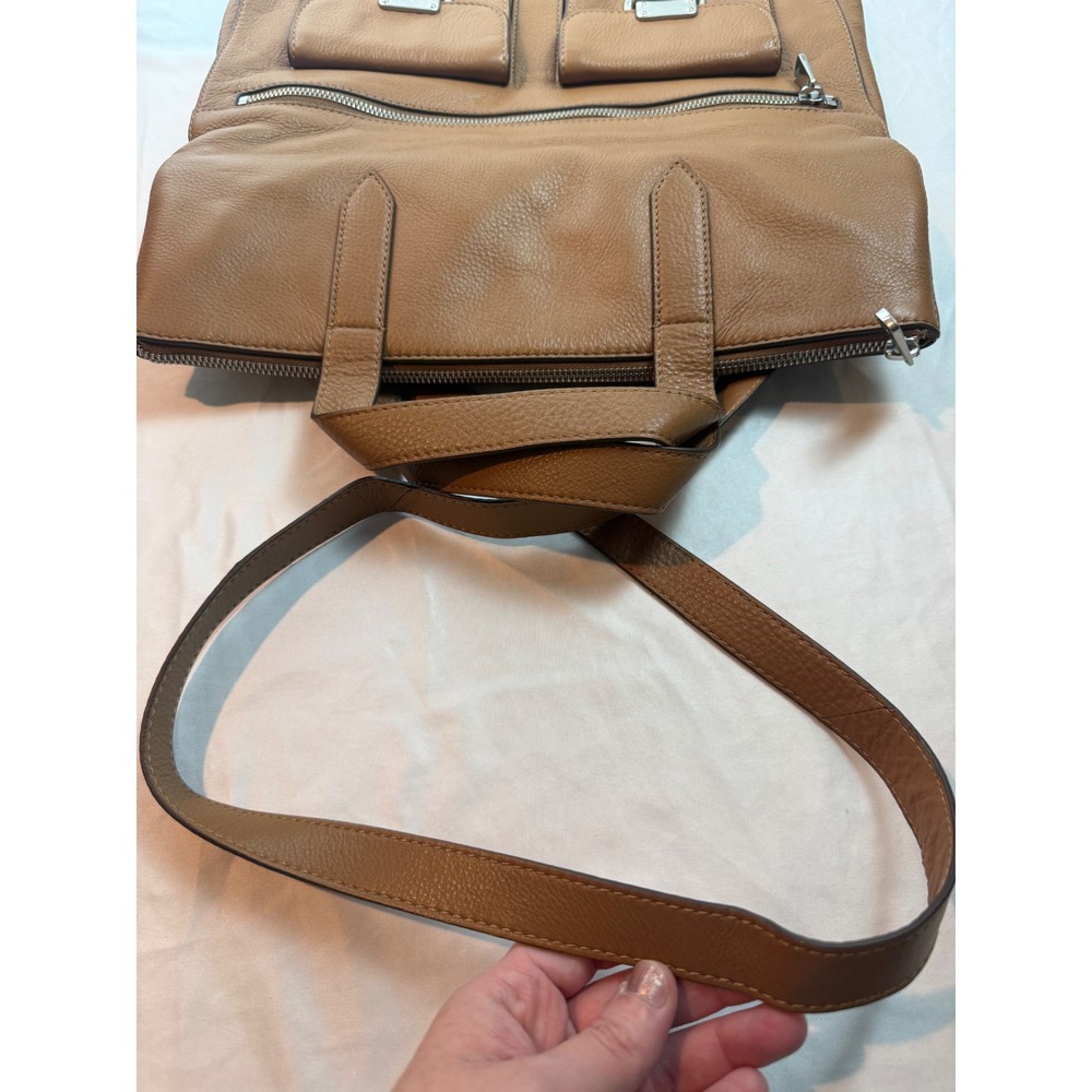 Fossil Y2K Camel Brown Leather Utility Tote Cargo Pocket Crossbody Bag - Picture 16 of 16